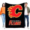Calgary Flames Large Black Blanket with Logo, Soft and Cozy Bed Sofa Throw, Perfect for Hockey Fans, Vibrant Red 'C' with Flames