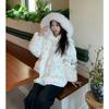 Autumn and winter loose and cute hooded cotton-padded clothes sweet age-reducing loose and warm furry cotton-padded jackets women