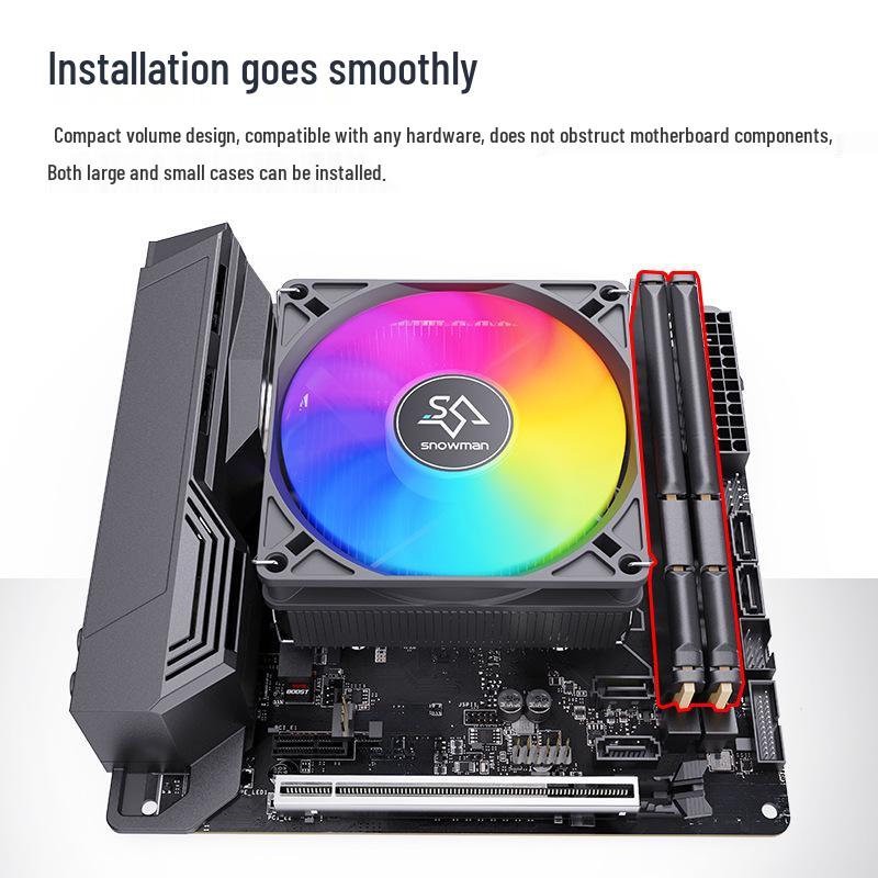 SNOWMAN Bingman MC45-6 Ultra-Thin ITX CPU Cooler with 6 Heat Pipes for AMD AM5/1700
