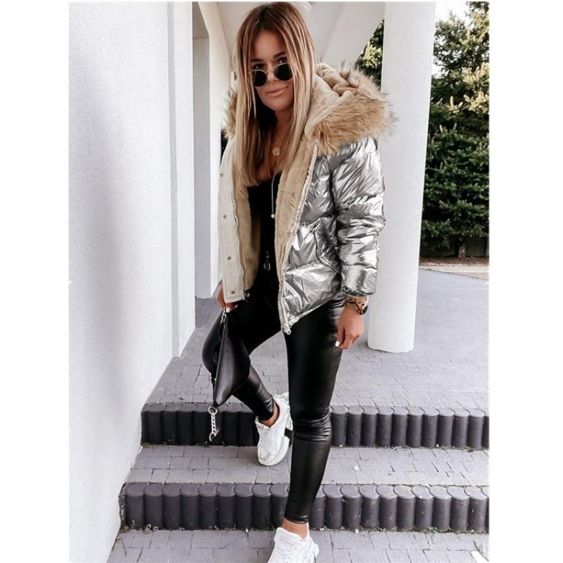 Winter Women's Fashion Hooded Short Cotton Clothes Warm Zipper Cotton Clothes