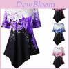Fashionable Women Ladies Asymmetric Hem Floral Print T-shirt Tunic Tops For All Sizes