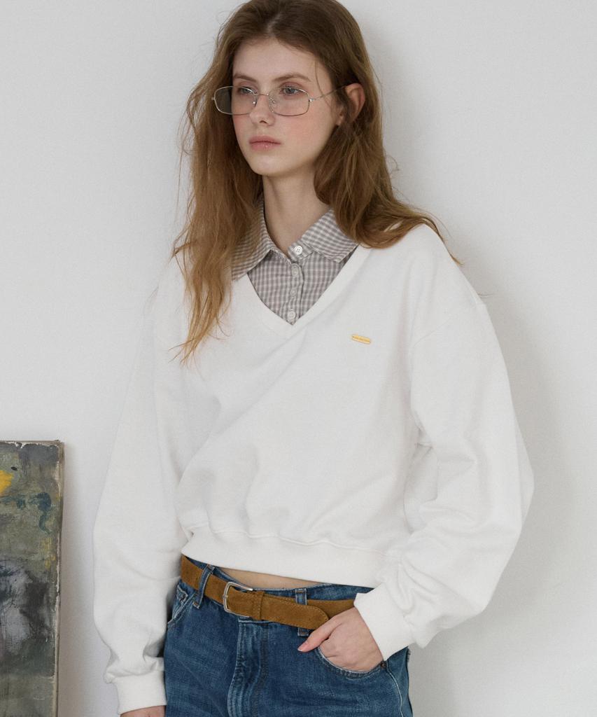 LETTER FROM MOON Glit Check Layered Sweatshirt (Ivory)