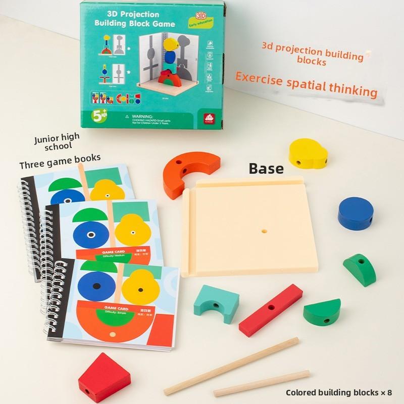 3d Projection Wooden Building Blocks Learning Toy For Kids Development Brain