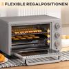Mini Oven, 21 L Toaster Oven with 1 Wire Rack and 1 Baking Tray, 3 Cooking Modes, 100 Degrees C-230 Degrees C, Stainless Steel, Glass, Silver