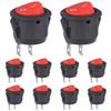 VEXUNGA Round Rocker Switch Red Light Illuminated On Off 3 Pin 2 Position Mini Rocker Switch 125V 10A 250V 6A KCD1 Small Circle Toggle Switches for