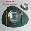 2pcs/set Leather Tableware Mat Dinner Pad Waterproof Table Mat Insulation Coaster Placemats for Restaurant Kitchen Home 2023