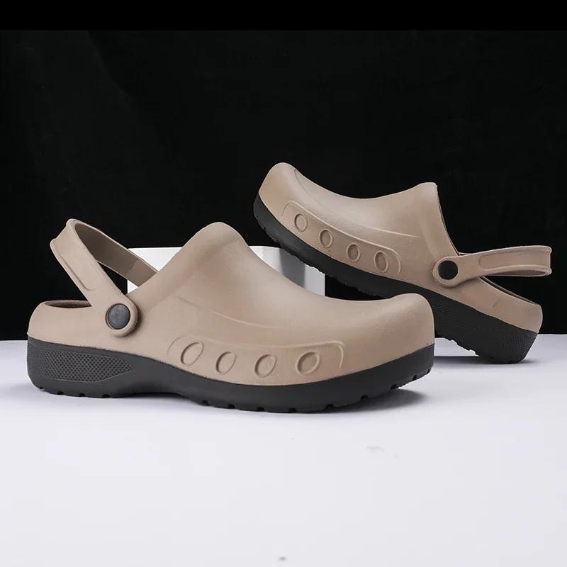 Fashion Men Chef Clogs Men Kitchen Shoes EVA Injection Shoes Anti-slip Outsole Comfortable Garden Clogs Waterproof Sandal Big Size 36-49