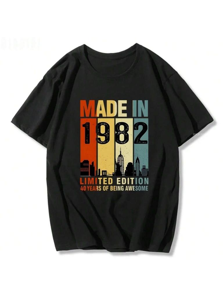 Made In 1982 Retro Classic T Shirt Printed Pure Cotton 2022 Summer Harajuku Casual Man And Wounisex Tees Short Sleeve Daily FASHION
