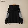 ZANZEA Women Hoodies Casual Long Sleeve Patchwork Pullover Hooded Sweatshirts