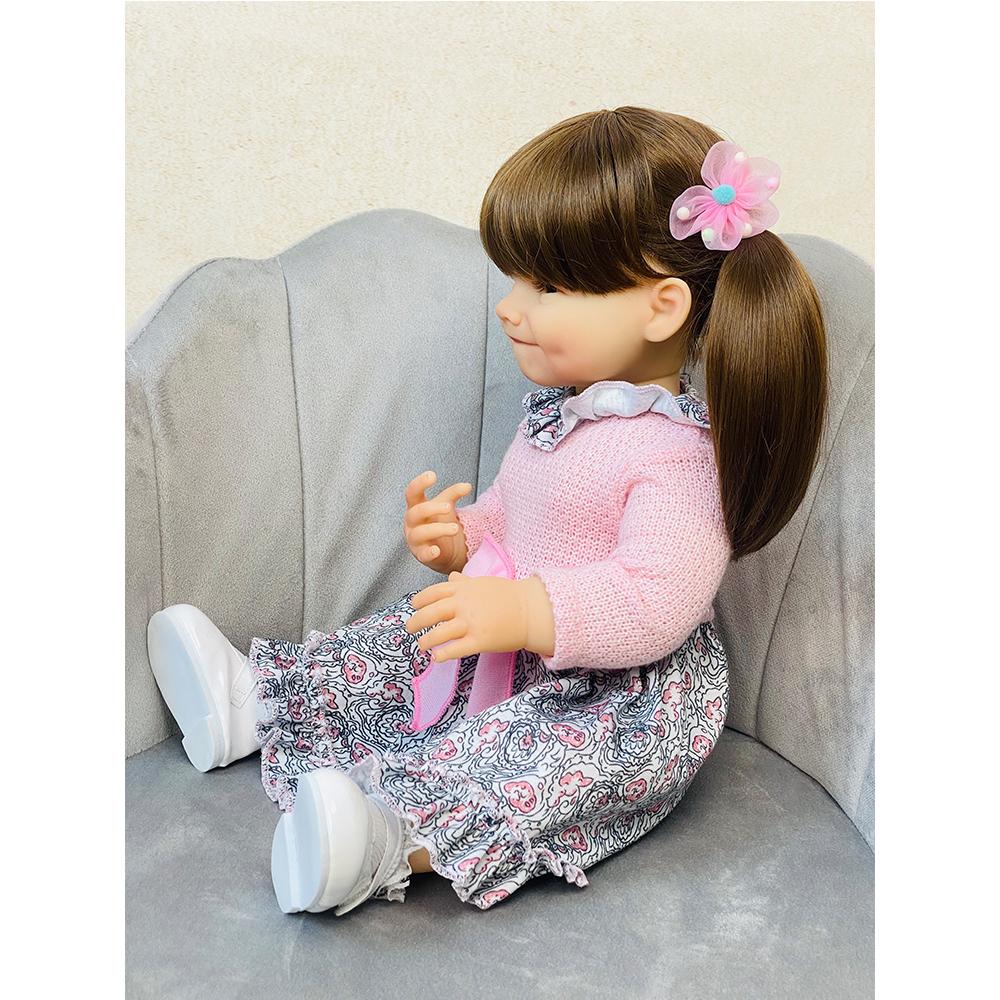 Full Body Soft Silicone Lifelike Real Touch Reborn Baby Girl Lovely Betty With Long Hair Toddler Princess Doll