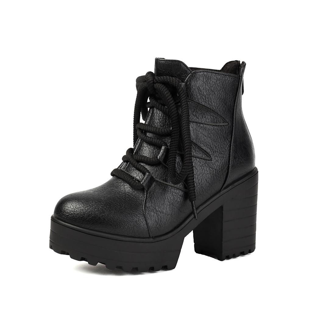 Kurze Stiefel und Stiefeletten Retro Dicke Seile Römische Stiefel Hoher Absatz Professionelle Stiefel 40-46 Große Größen Stiefel