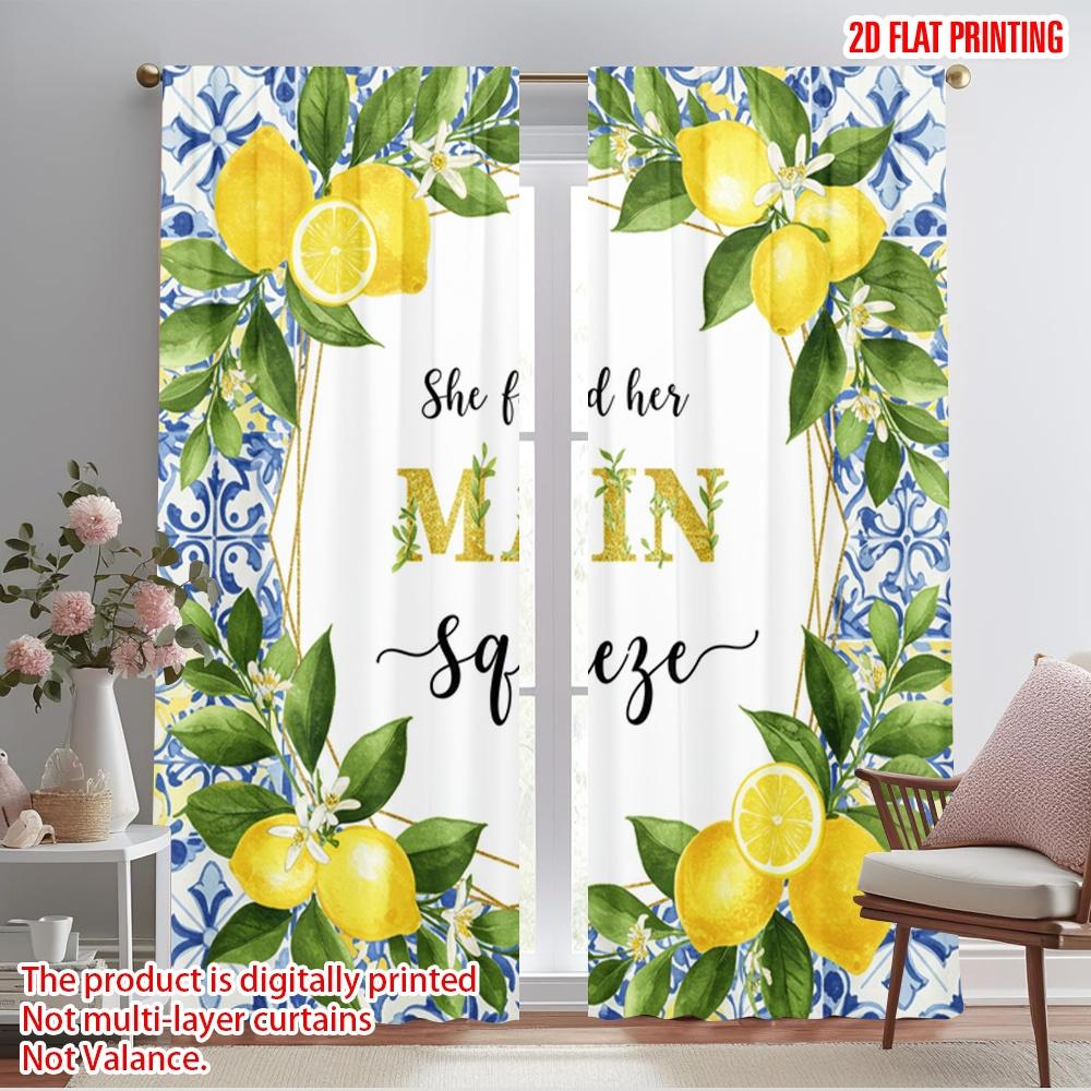 

2pcs 2D flat printing Window Curtains She found her Main Squeeze Fabric Without Electricity Family Party Use for All Occasions 52.50×116.00 CM 2pcs