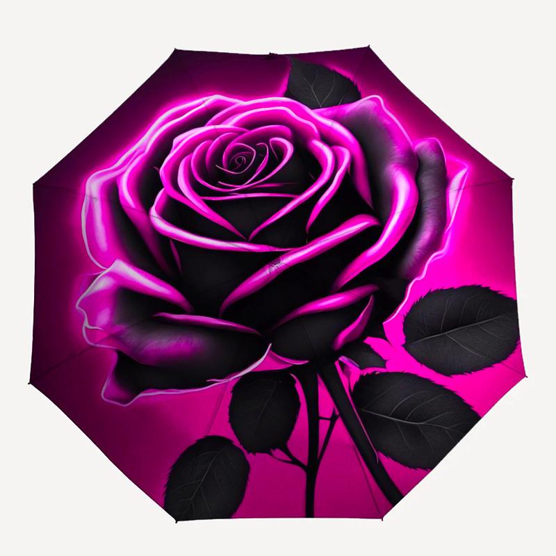 1 шт. Зонт с узором из роз, Автоматическое открытие и закрытие, Зонт высокого качества, Идеальный подарок для нее 170