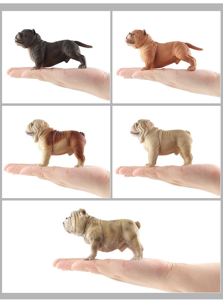Lifelike Pvc Animal Model Collection Including Bulldog And Shar Pei Decorative Pieces