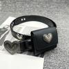 No Buckle Women Casual PU Leather Belt Retro Heart Design Black Small Square Waist Bag Ins Style Summer Versatile Accessory