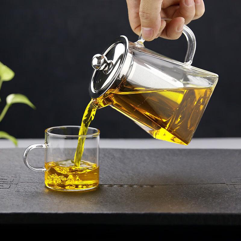 TLAKEHO 550ml Glass Teapot with Stainless Steel Infuser