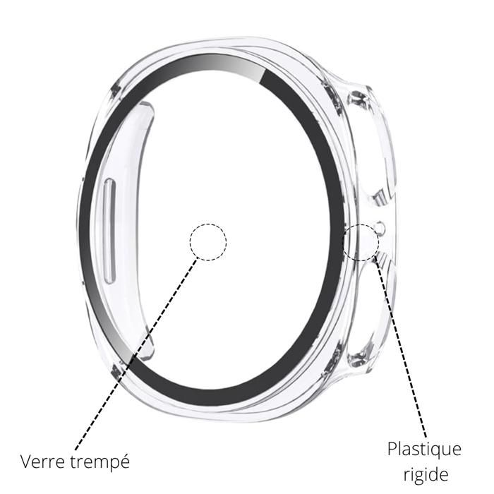 Case Compatible Samsung Galaxy Watch 8 40mm - Rigid Protection Transparent Case Screen Tempered Glass Phonillico®