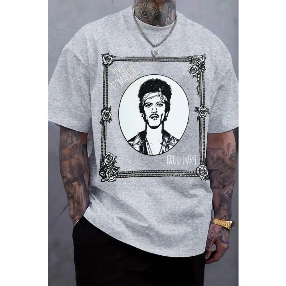 Summer Hot Sale Casual Funny Bruno Mars Graphic Shirt Y2K Unisex Lightweight Printed Short Sleeve Casual Outdoor Cotton Tee
