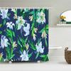 Nordic Style Flower Leaf Plant Printed Fabric Shower Curtains Floral Bath Screen Waterproof Products Bathroom Decor With Hooks