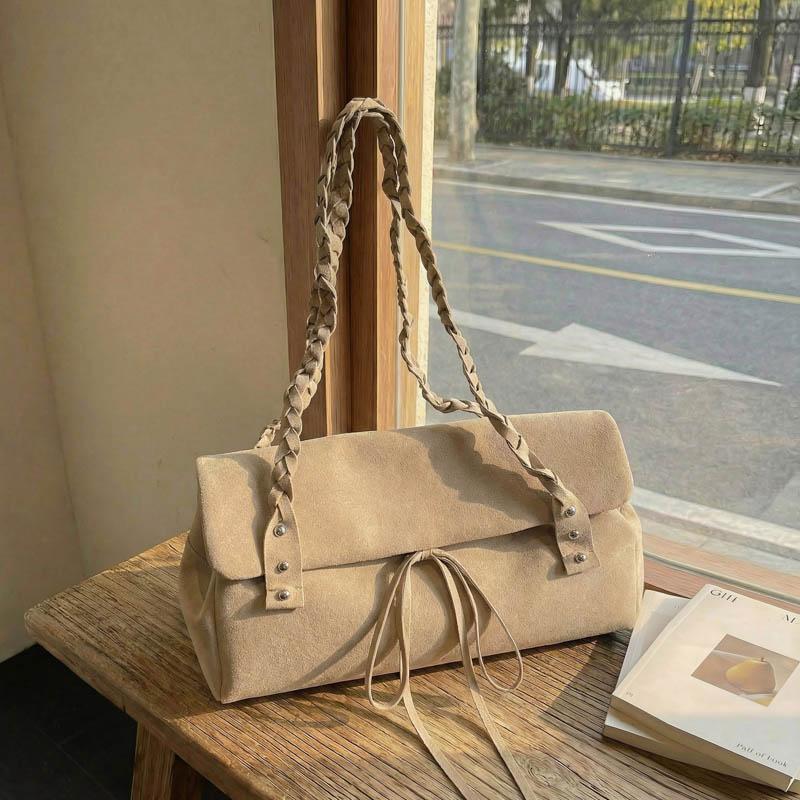 Simple and Stylish Women's Shoulder Bag Woven Shoulder Strap Tassel Bow Decoration Large Capacity Casual Daily Bag Suitable for  Women's Holiday Gift