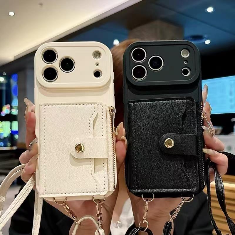 Wallet Lanyard Case for Xiaomi 15T Redmi Note 15 Pro Plus 14 15C 13 Card Slots Crossbody Strap Leather Fashion Zipper Bag Cover