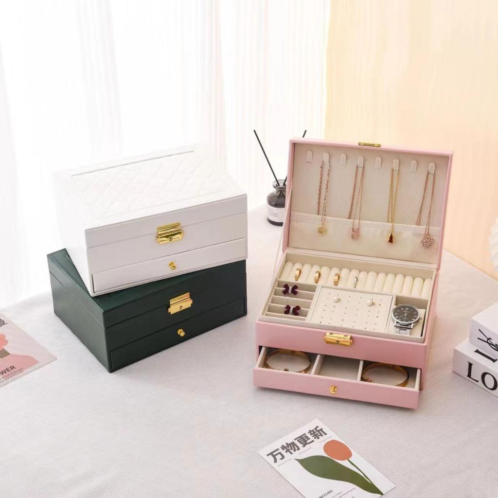 Delesys Exquisite Travel Portable Necklace Jewelry Box Earrings Small Rings Jewelry Watch Box Jewelry Storage Box