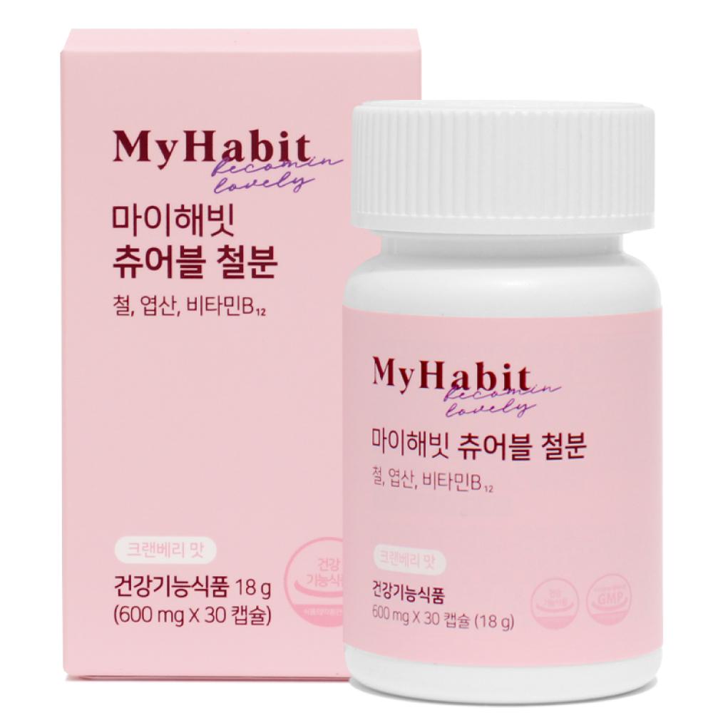 My Habit Chewable Iron Supplement Cranberry Flavor 18g 30 Tablets 1 pcs