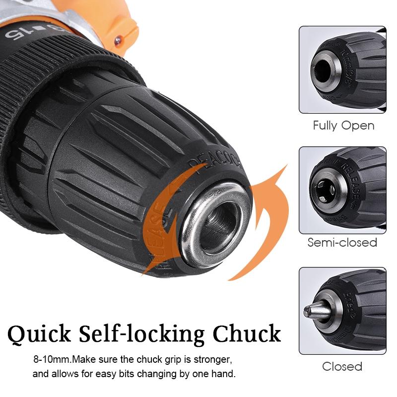 Electric Drill Dual Speed 16.8V Lithium Cordless Drill Multi-function Electric Screwdriver Power Tool 2 Li-ion Battery