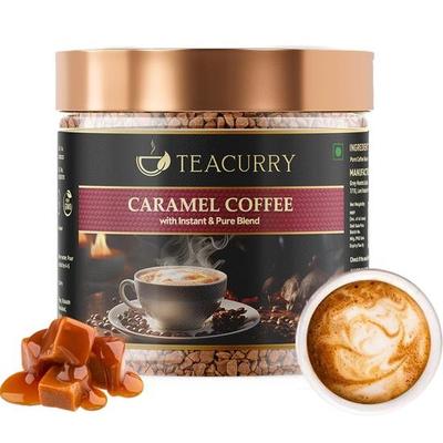 Teacurry Caramello Caffè Istantaneo in Polvere (50 grammi) - Caffè Istantaneo Liofilizzato da Caffè Arabica 100% Naturale | Caffè Nero con Caramello Naturale
