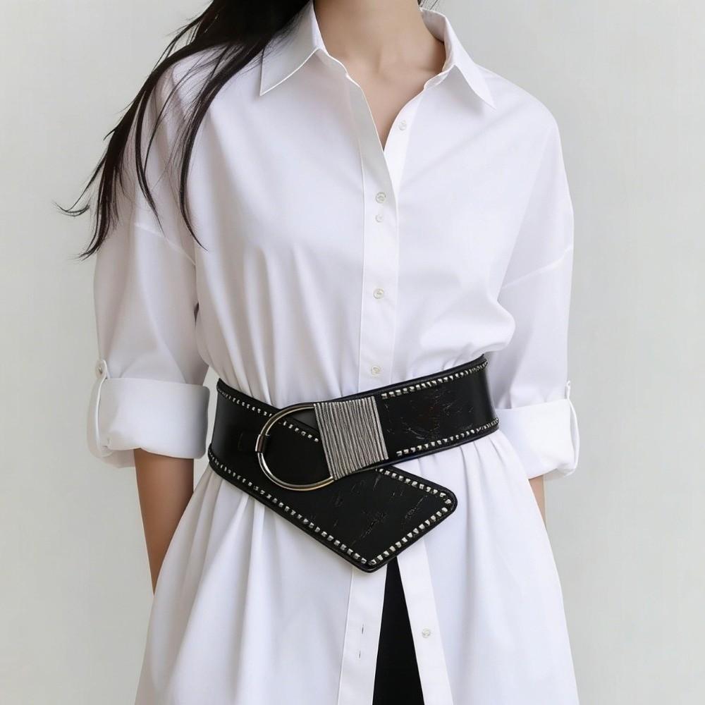 PU Wide Waist Belt Wide Waistband Fashion Rivets Waist Corset Coat