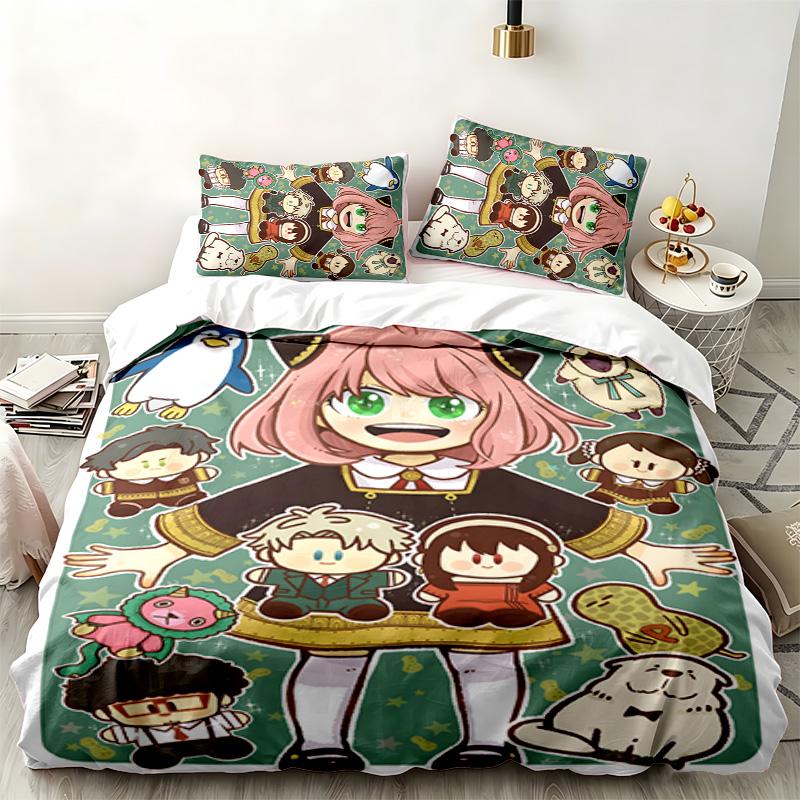 Spy X Family 3pc Set Perfect for Bedroom Use Comfortable Bedding Set Includes a Duvet Cover and Two Pillowcases Ideal Birthday or Christmas Gift