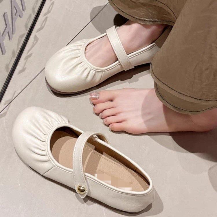 Women's low-cut flats, 2026 summer new one-strap Mary Jane shoes, soft soles with skirts, small leather shoes, grandma shoes