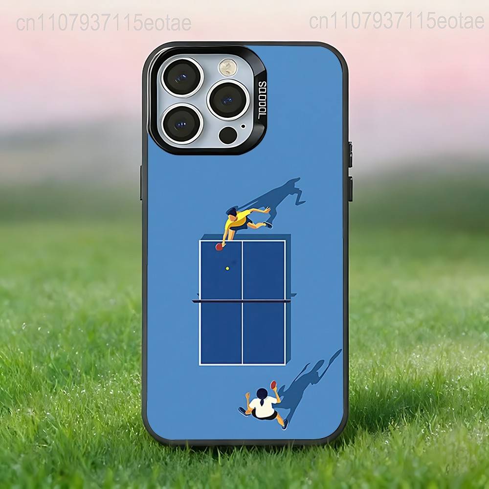 Table Tennis Racket Ping Pong BALL Case For iPhone 17,16,15,14,13,12,11,Pro,XS,Max,Plus,Mini,SE4,E Black Matte Shockproof Cover