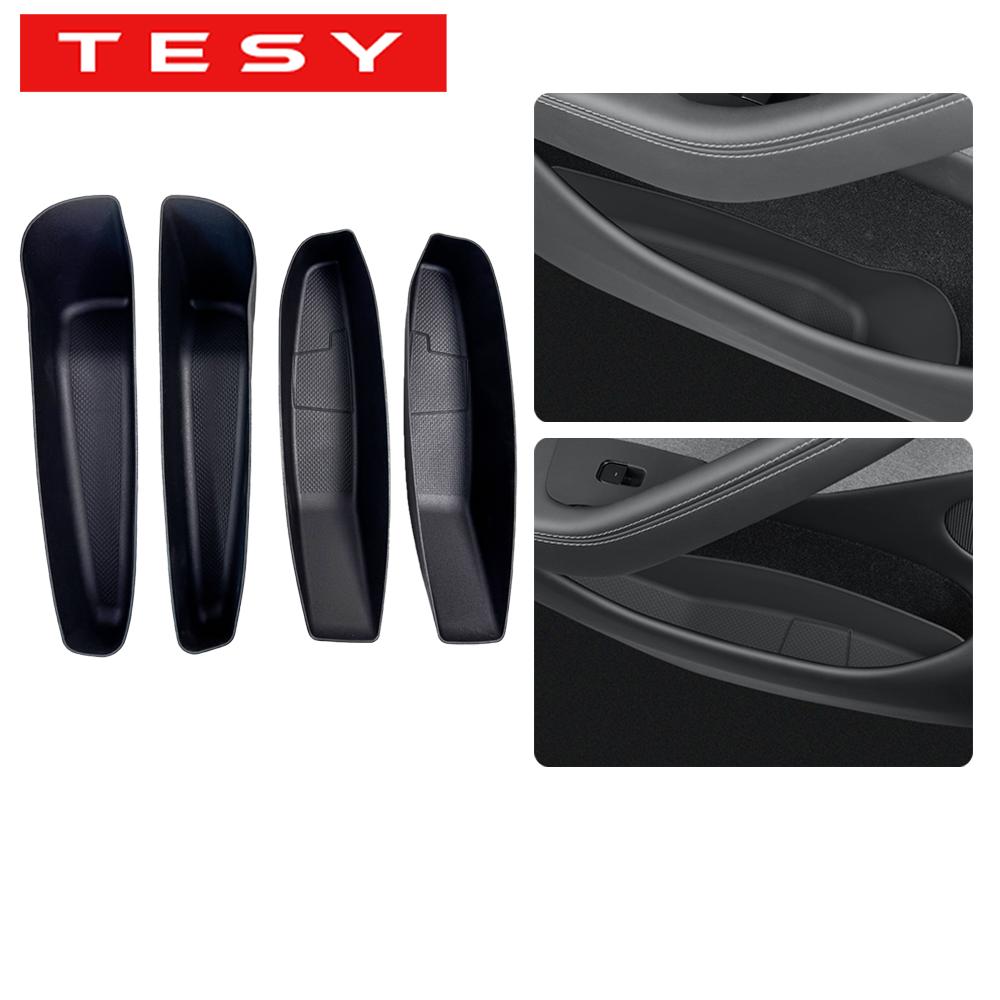 TESY Per Tesla Model YL Y Lancio Juniper Standard Scatola Portaoggetti Laterale Portiera Auto Vassoio Organizzatore Portaoggetti Portiera Anteriore Posteriore TPE