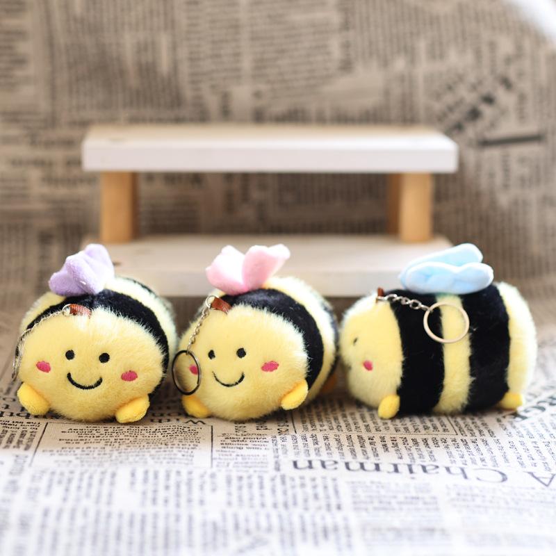 1 Piece Bag Pendant Cute Little Bee Doll Plush Toy Keychain Children'S Backpack Accessories Holiday Gifts