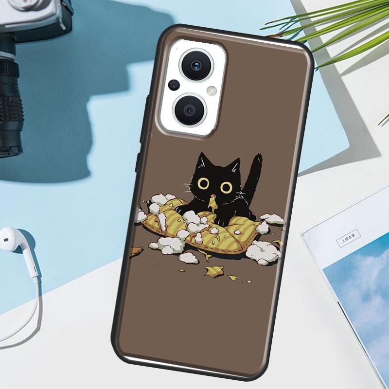 

Черный кот Мультяшный Милый Чехол Для OPPO Reno 14 12 11 13 F 10 Pro 14F 12F 11F 8 7 Lite OPPO Find X9 X8 X6 X5 Pro Чехол OPPO Reno12