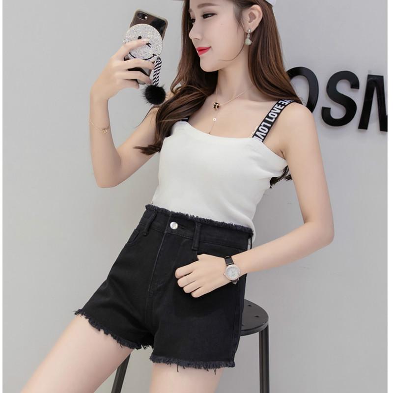 WTEMPO Denim Shorts Female Summer Students Loose High Waist Raw Edge Wide Legs Wild Plus Size Pants