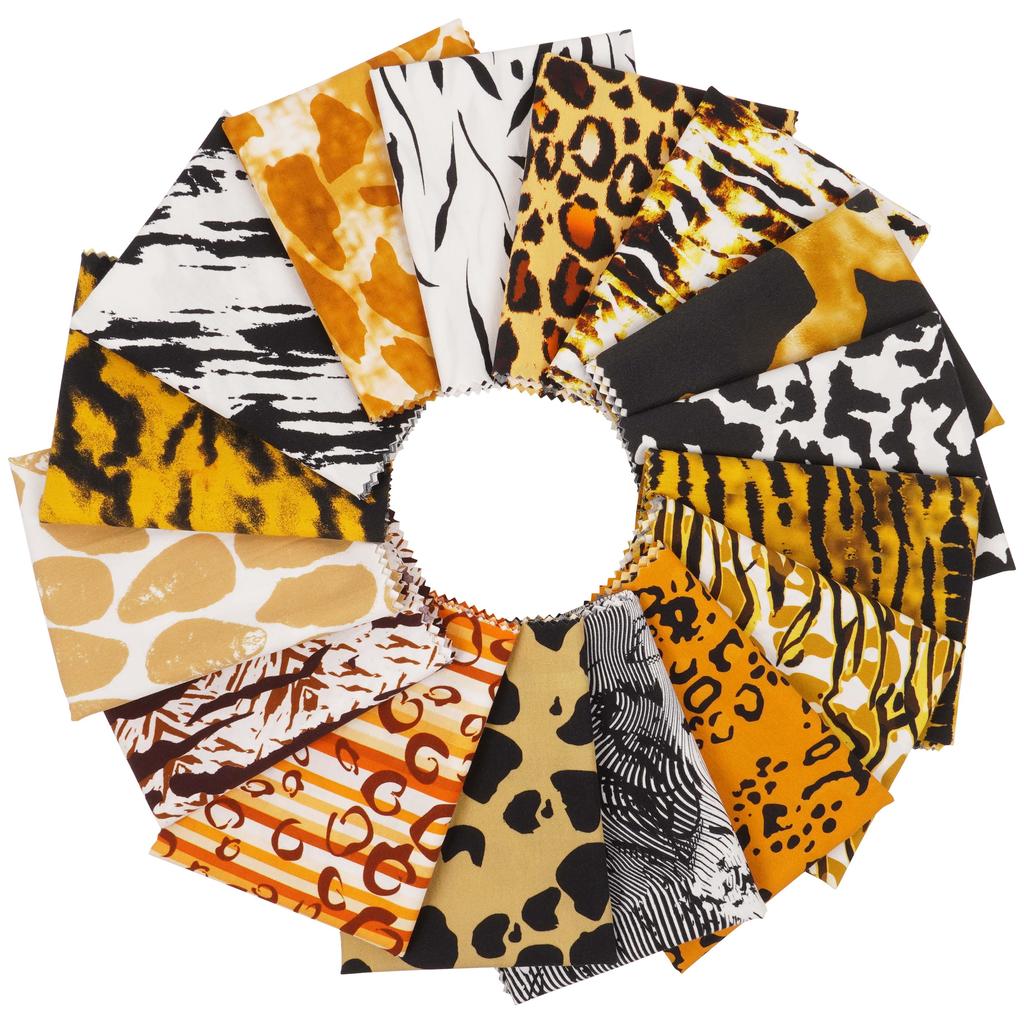 Soimoi 16 Pc Fat Quarter Bundle- Animals Print 18"x 22" DIY Patchwork- 100 Cotton Pre-Cut Quilting Fabric