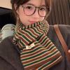 Soft Knitted Scarf Women Winter Warm Thick Stripe Neck Warmer Korean Style Cute Student Accessory