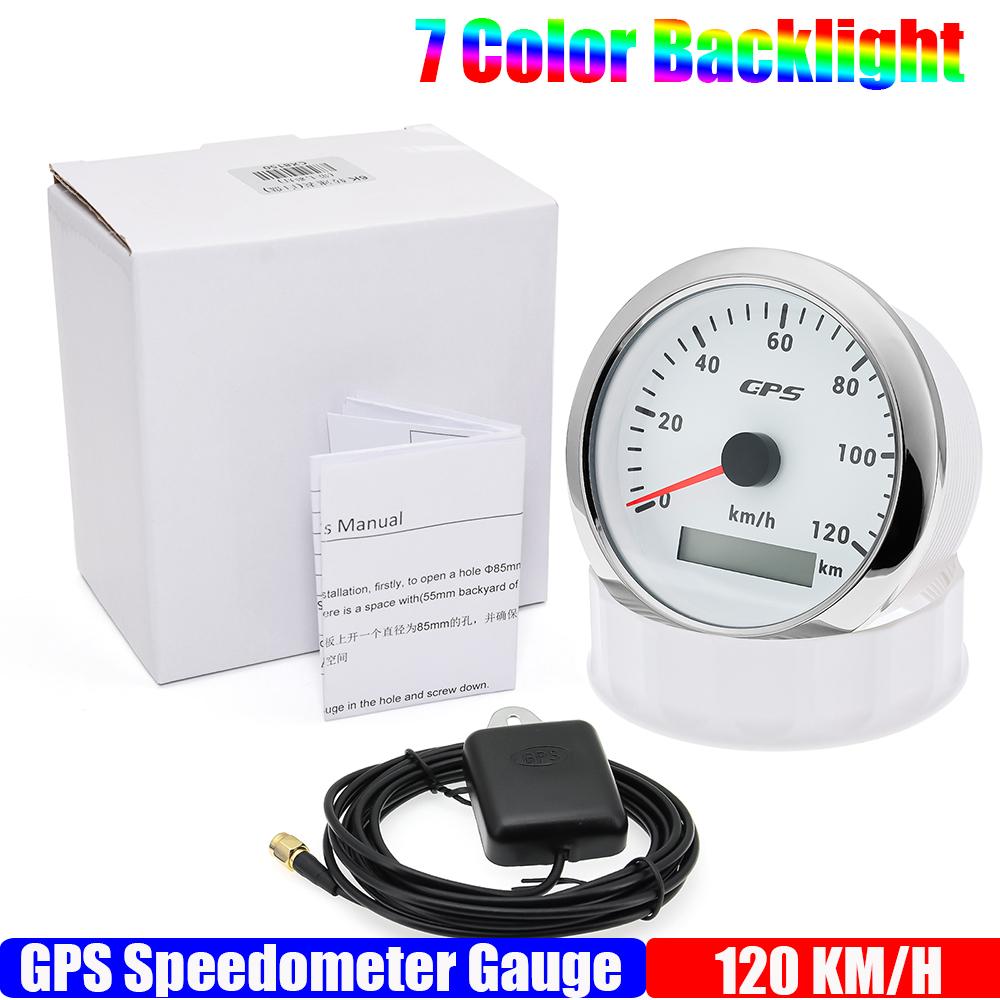 30~200 KM/H 85MM GPS Speedometer Gauge With GPS Antenna For Marine Boat 7 Color Backlight Boat Car Truck Speed Gauge Meter 9-32V
