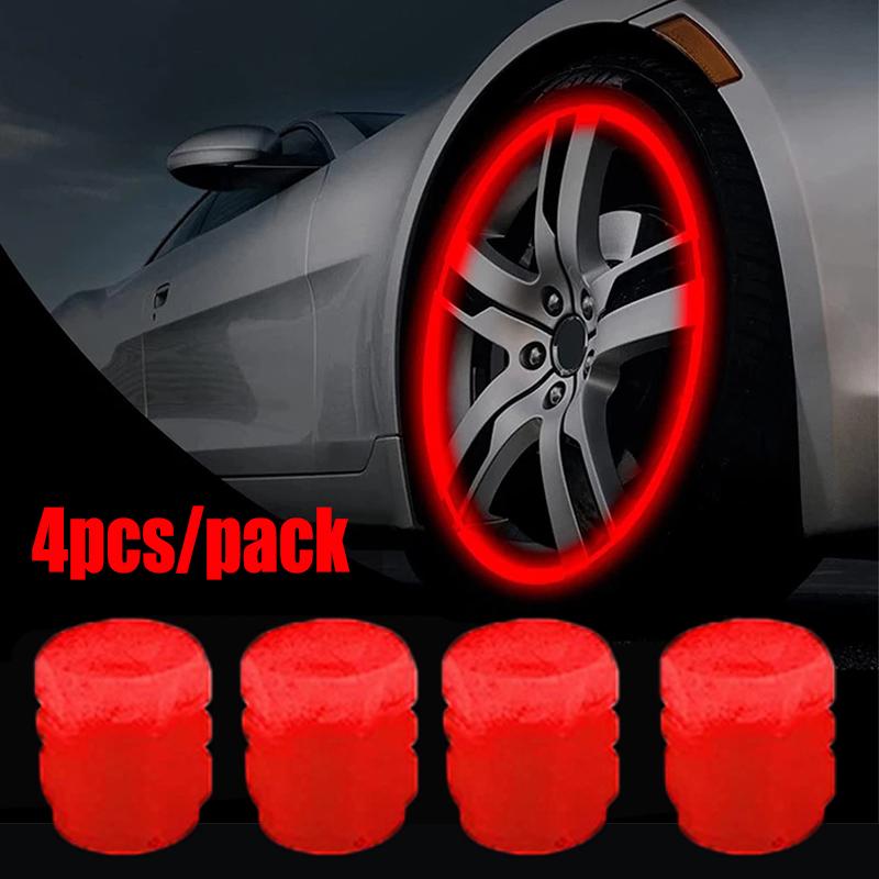 Luminous Valve Caps Car Tire Fluorescent Tyre Valve Stem Decor Luminous Cap Night Glowing Wheel Hub Nozzle Valve Caps Valve Stems 1