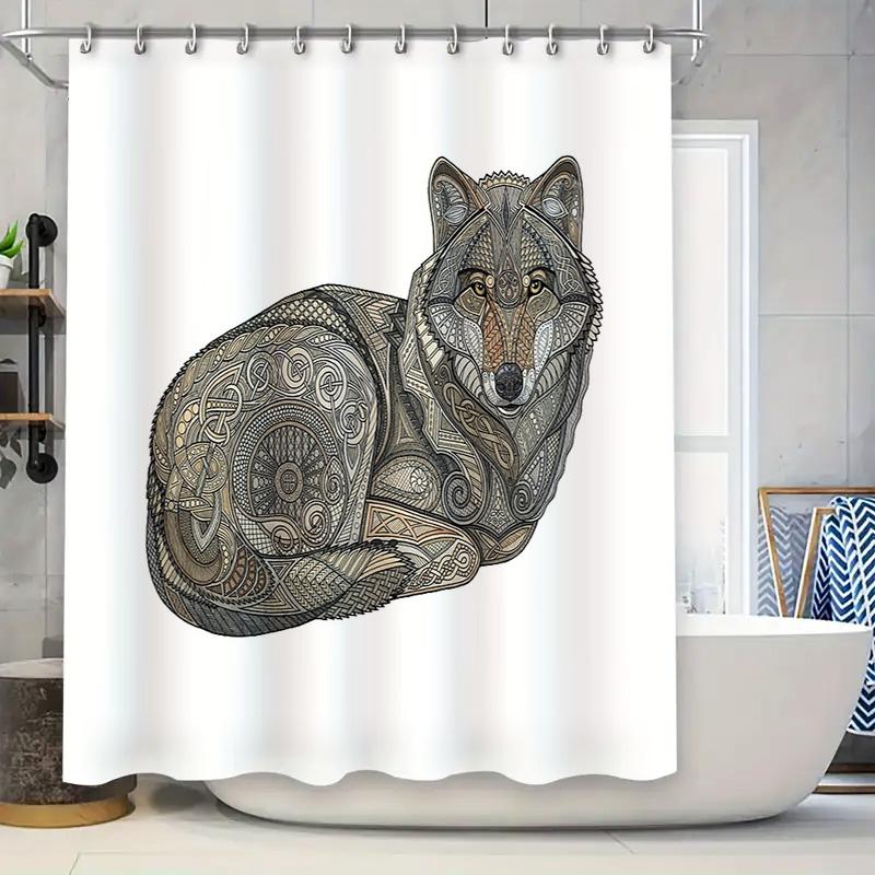 

Wolf Shower Curtain Forest Animal Nature Wildlife Decor Bathroom Set Vintage Home Decor Artistic Pattern Washable Modern Style W60H190(CM)-1 Pcs