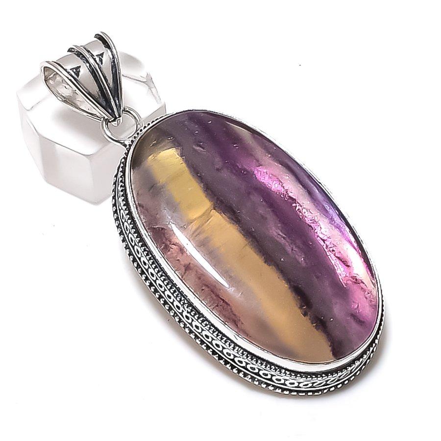 

Флюорит Драгоценный камень 925 Стерлинговое серебро Ювелирная подвеска 2,56