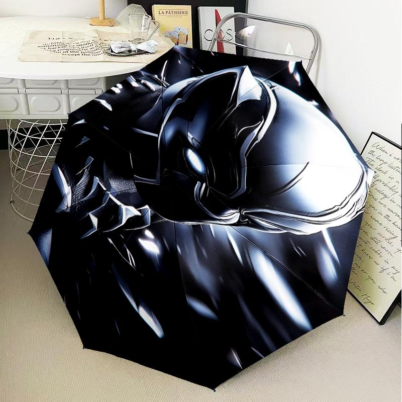 Black Panther Flight Umbrella Folding Umbrella, Automatic Umbrella 8-Frame for Travel, Camping Use Gift for Halloween Christmas
