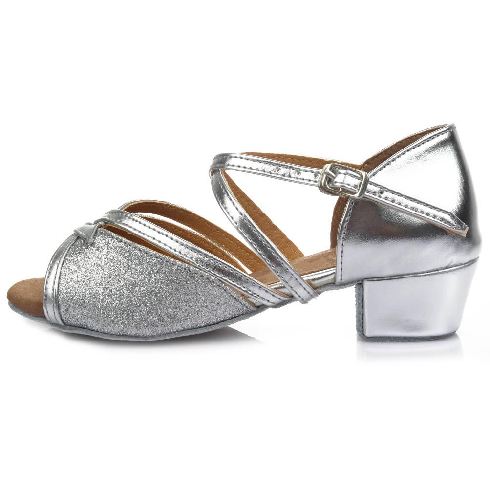 Scarpe da ballo latino per ragazze da donna Scarpe da tango da sala con tacco basso Fondo morbido