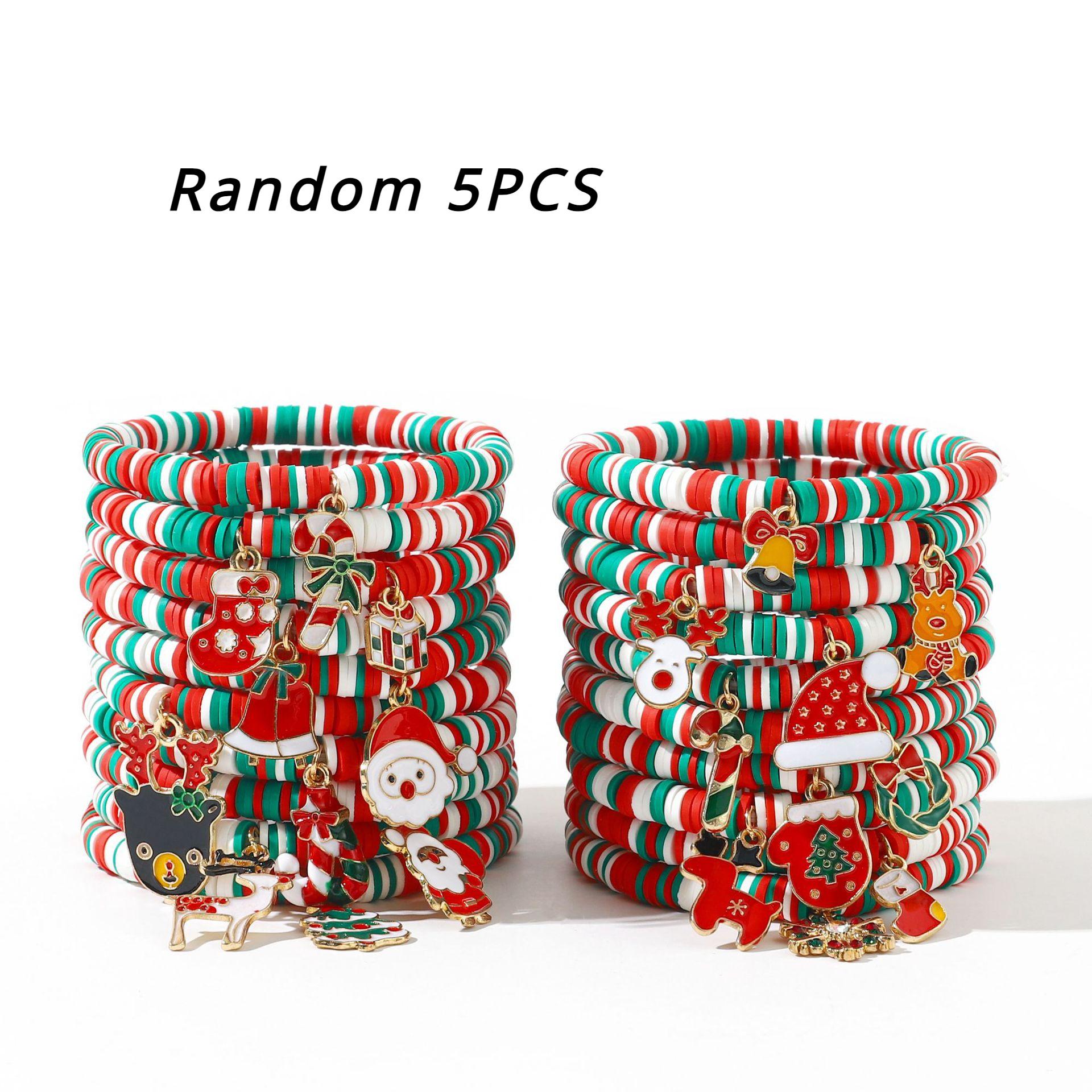 

Рождественский браслет в подарок, мягкий керамический браслет Санта-Клауса с бисером и рождественским регулируемым браслетом с рождественскими пожеланиями для женщин