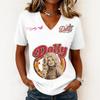 Women's Fashion Casual Letter Print V-Neck Short Sleeve Pullover Top