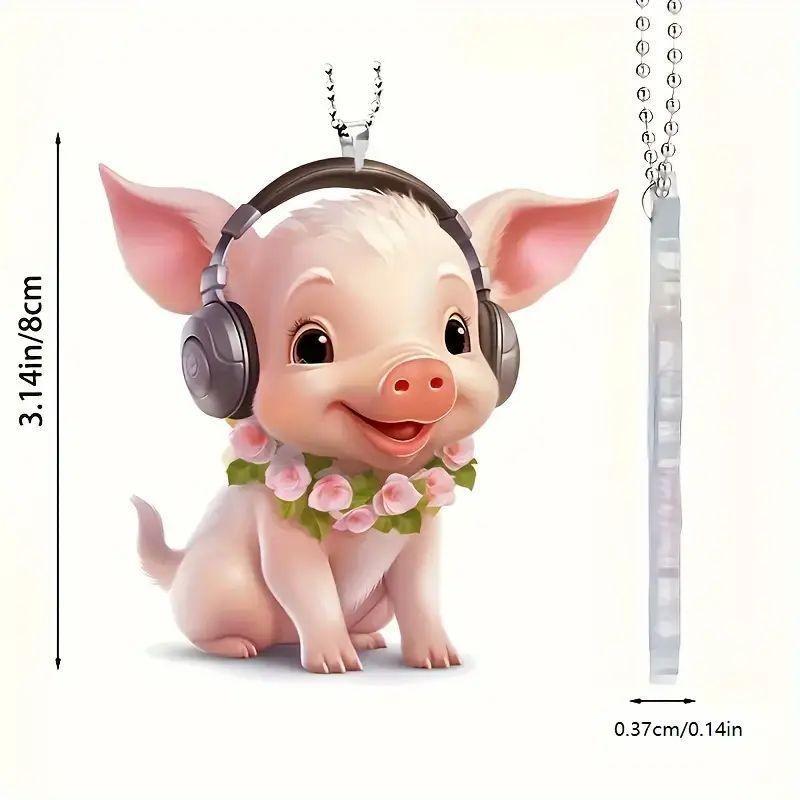 Acrylic Pig Whimsical Car Decor Delightful Cartoon Pendant For Stylish Vehicle
