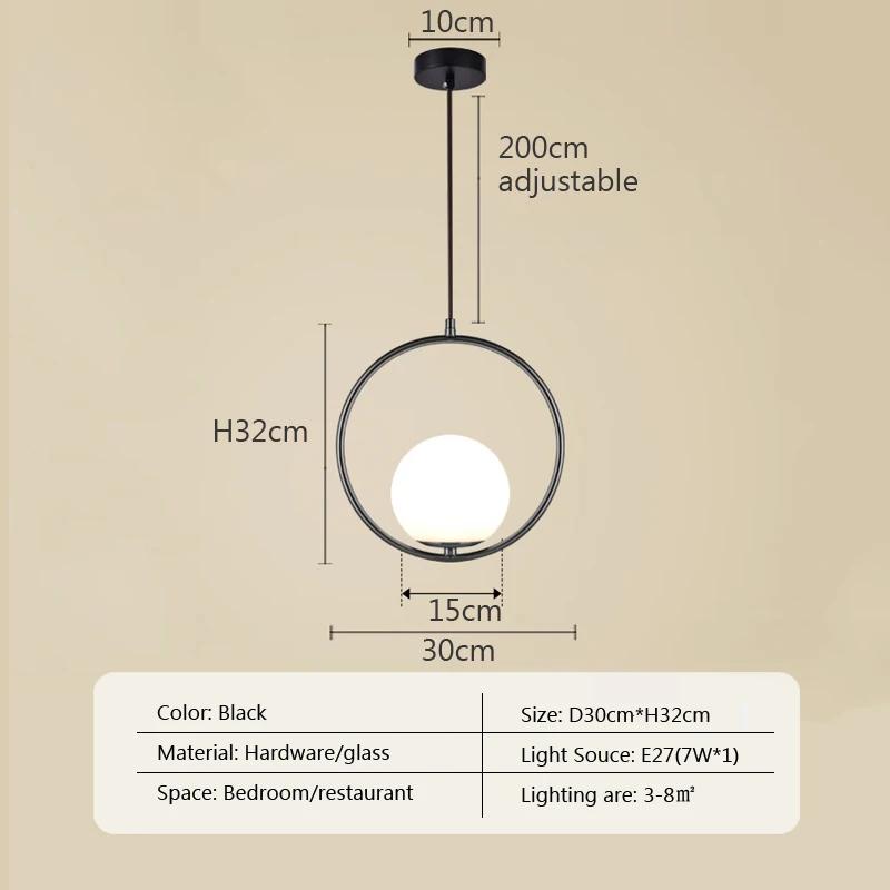 LED Modern Glass Pendant Lights Kitchen Dining Room Bedside Hanging Lamps For Ceiling High-quality Nordic Suspension Chandelier