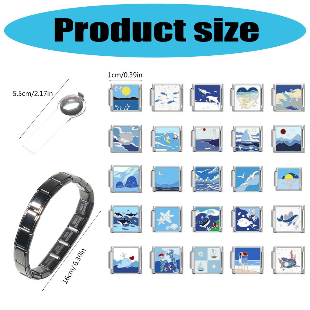 Modul Šperkařské komponenty Korálky Náramek Modul Výroba šperků Část Přívěsek Spojovací článek Nerezová ocel Italský náramek s přívěsky